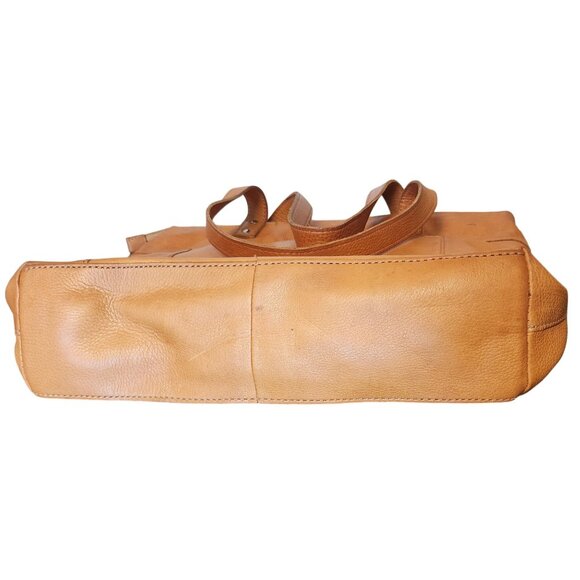 VTG Fossil Gold Pebbled Leather Tote Bag W/ Multiple Pockets & Zipper Closure - Picture 3 of 9